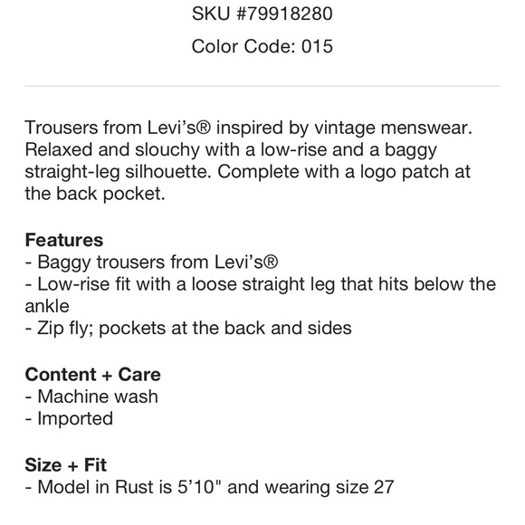 NWT Levi’s Baggy Dad Trousers - Picture 6 of 6